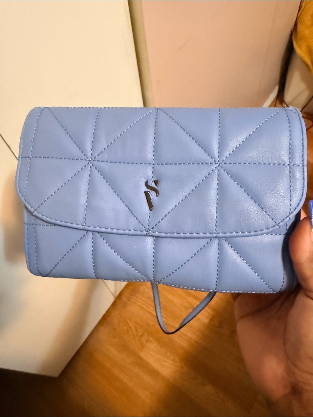 Vera Wang Pastel Blue Quilted Mini Crossbody